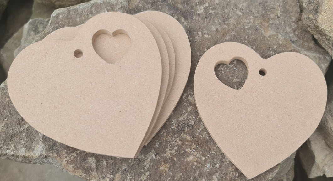 5x Mdf Hearts With Heart Cut Out Multipack