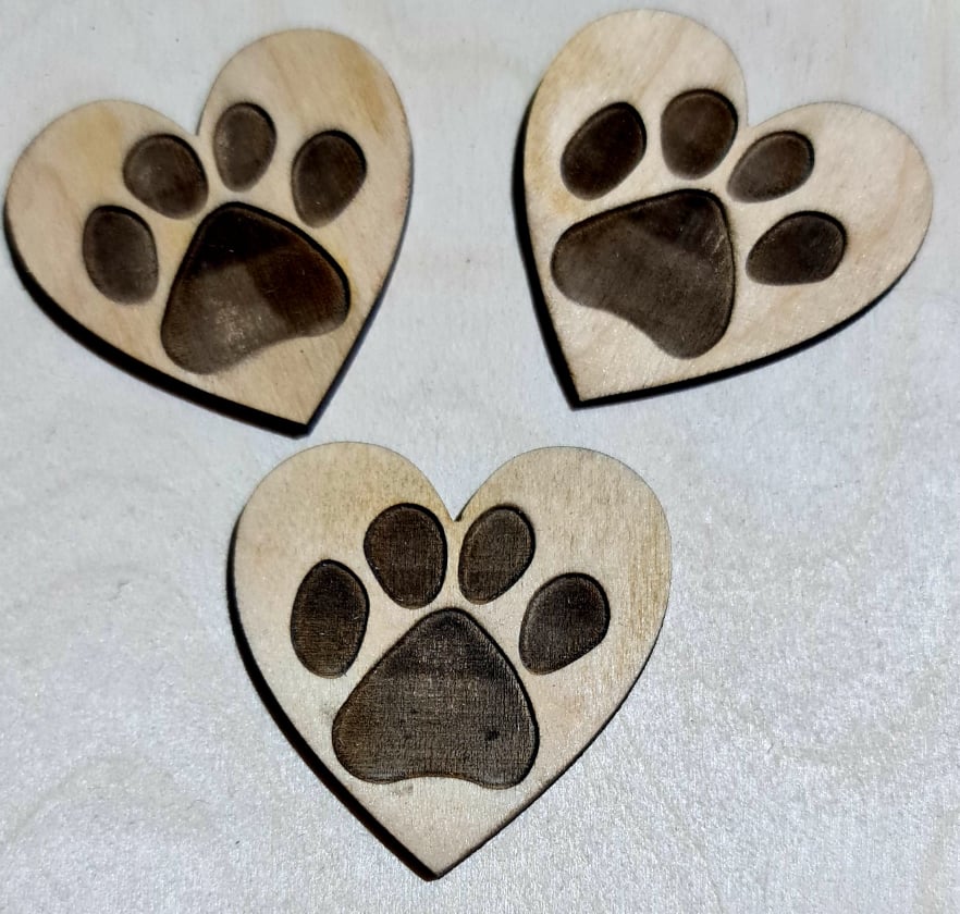 Engraved Paw Print Hearts Multipack