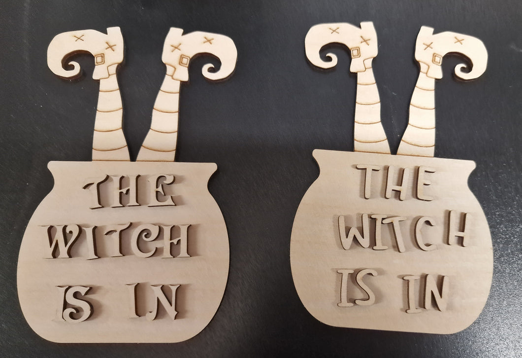 Witch & Cauldron Halloween sign