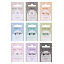Load image into Gallery viewer, A selection of crystal earrings studs showing the full range of options in various colours and crystal types

