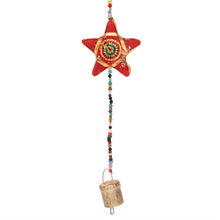 Load image into Gallery viewer, Decorative star with beads and a small bell at the end on a white background.
