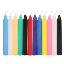 Load image into Gallery viewer, Assorted colourful candles arranged in a row on a white background
