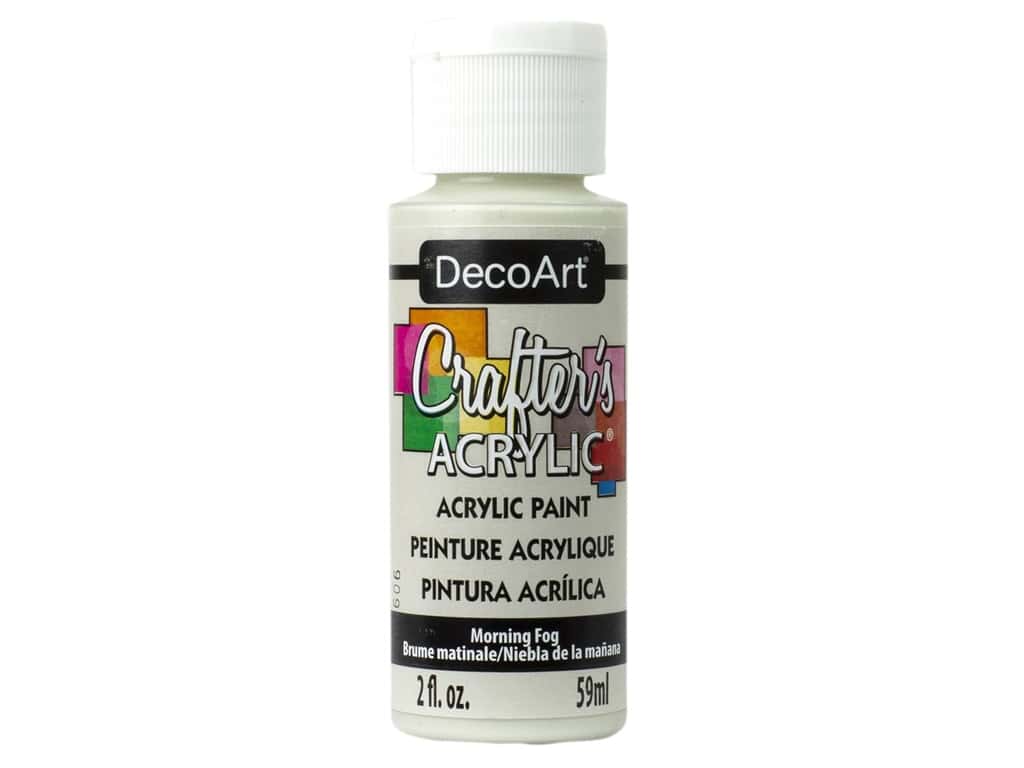 A 2oz paint pot. Deco Art Crafters Acrylic Paint in Morning Fog on a plain white background.