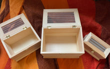 Load image into Gallery viewer, Set of 3 Nesting Lattice Top Pine Jewellery Boxes
